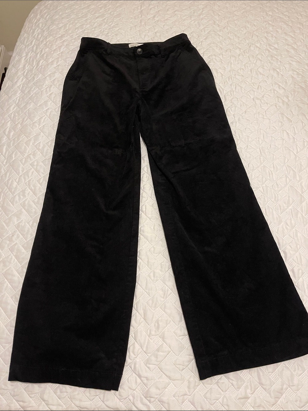 Classic Black Wide-Leg Corduroy Pants